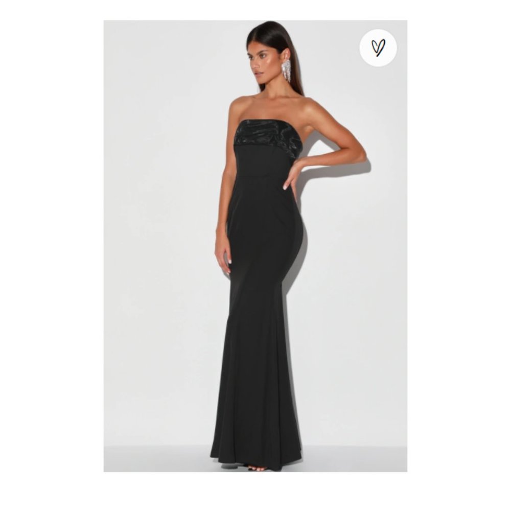 Lulus Brilliantly Bold Black Strapless Maxi Dress